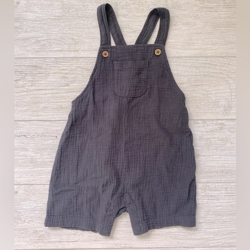 24M linen like overall shorts dark gray